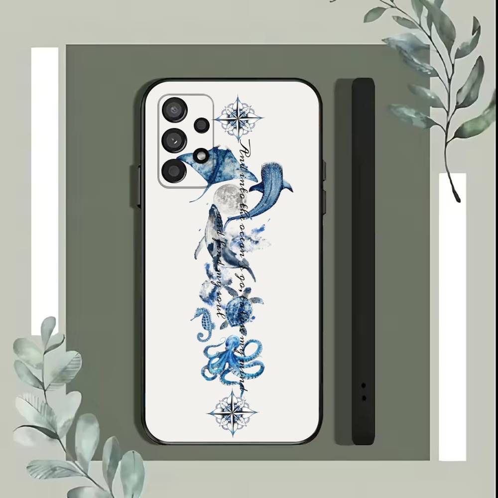 Ocean Shark Whale Design Phone Case For Samsung S25,S24,S21,S22,S23,S30,Ultra,S20,Plus,Fe,Lite,5G Black Cover