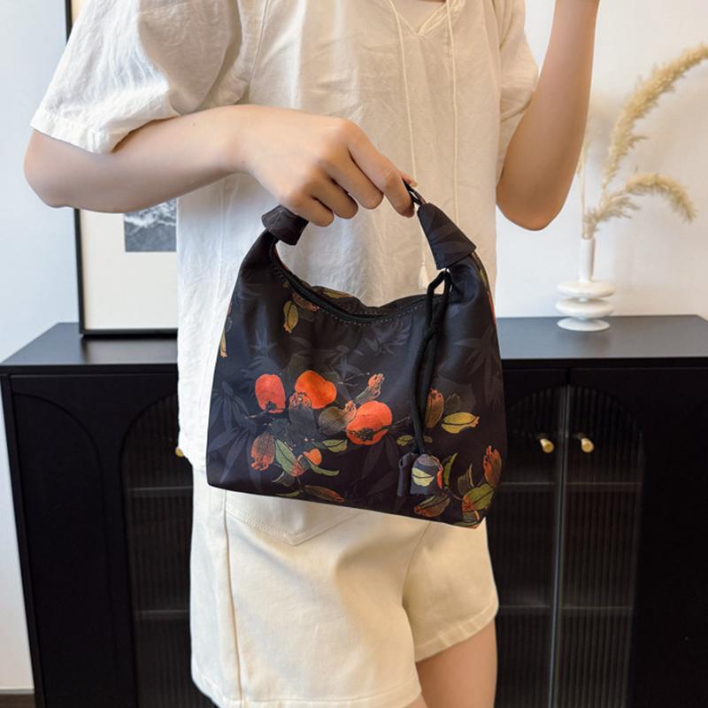Yogodlns Retro Embroidery Crossbody Bags Adjustable Shoulder Straps Fashion Bucket Purses Small Satin Handbag