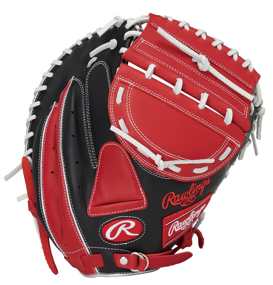 Rawlings HYPER TECH COLORS Baseball Glove for 34 for Throwers Men's (GS5FHTC23F) Catchers, Black/Scarlet, inches, Right-Handed