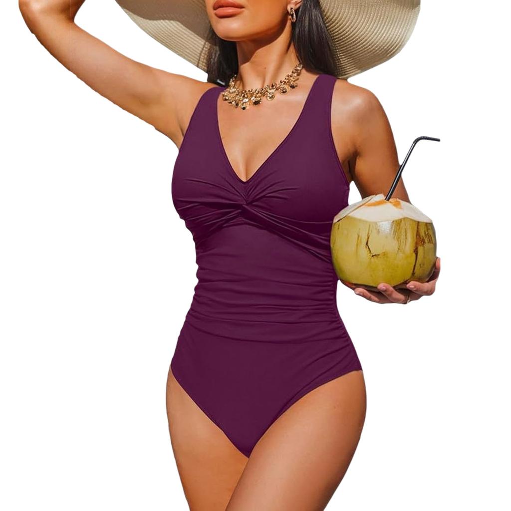 Damen Einteiliger Bikini Badeanzug, Sportliche Bademode
