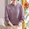 Middle-aged Women's Plus Velvet Knit Sweater: Warm, Loose Fit Base Layer