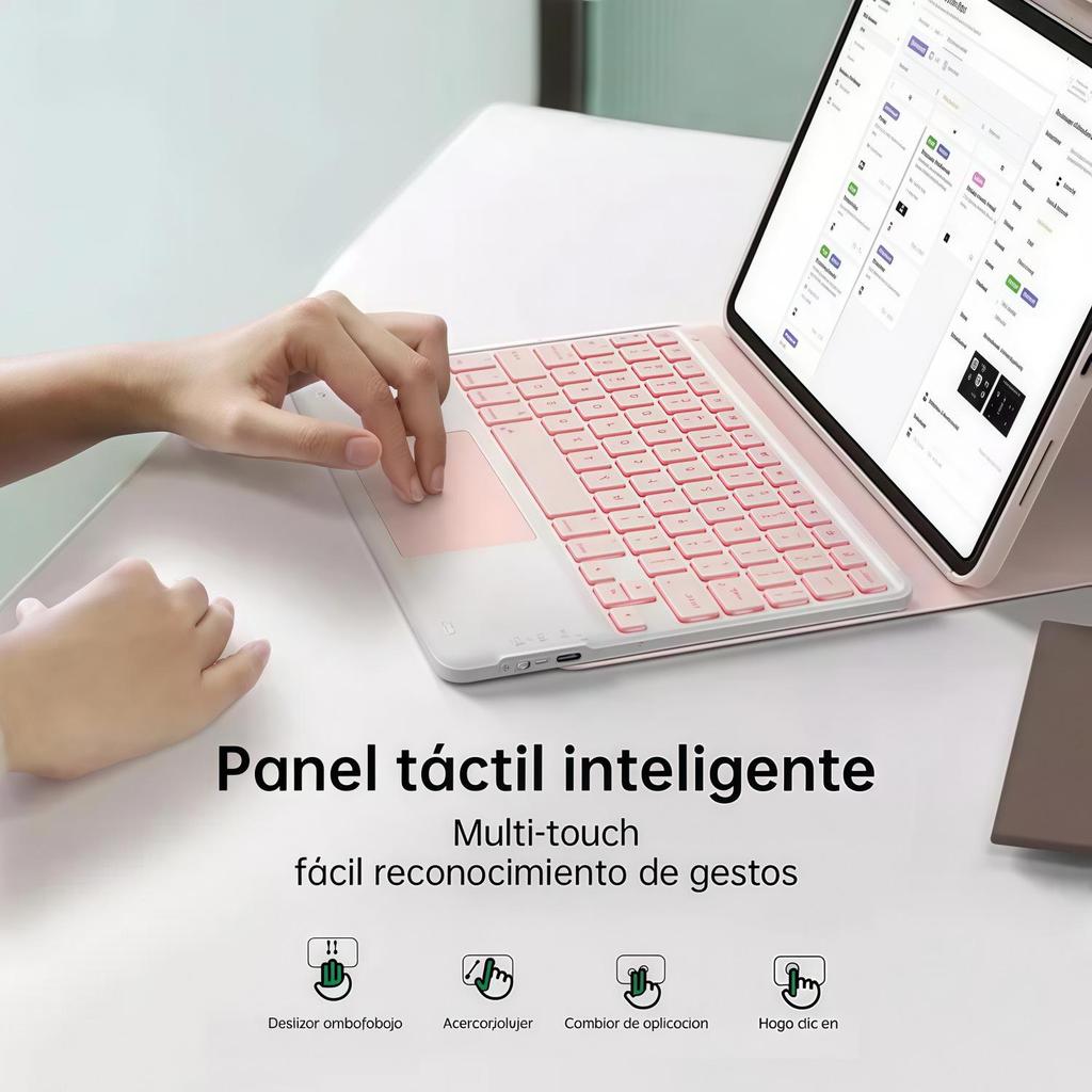 iPad 10th Gen Luminous Bluetooth Keyboard Case with Touchpad & Pen Slot