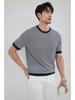 2024 Men's Striped Polo: Short-Sleeve, Versatile Round Neck Knit Shirt