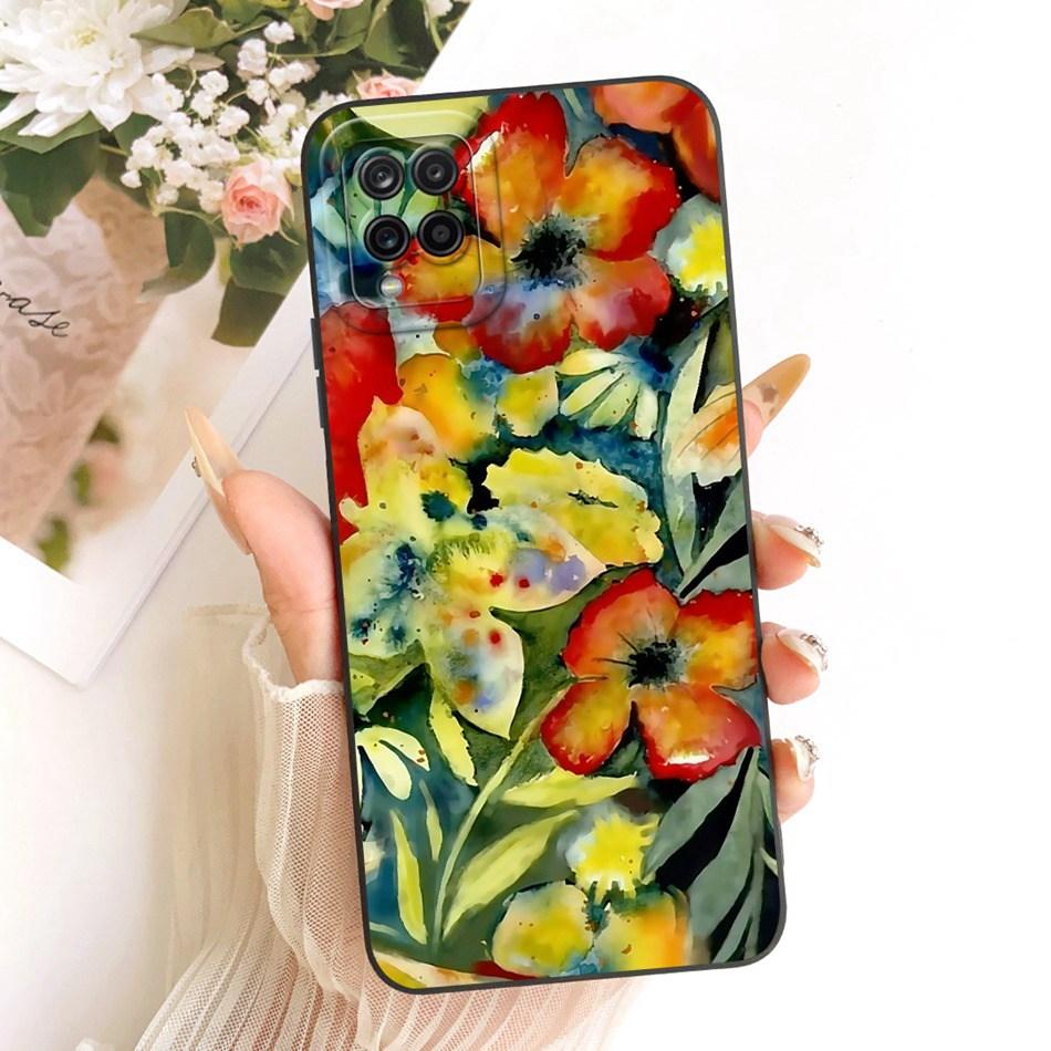 For Samsung Galaxy A12 M12 SM-A125F A127F Cute Cat Flower Butterfly Cartoon Phone Case Shockproof Soft Silicone Cases