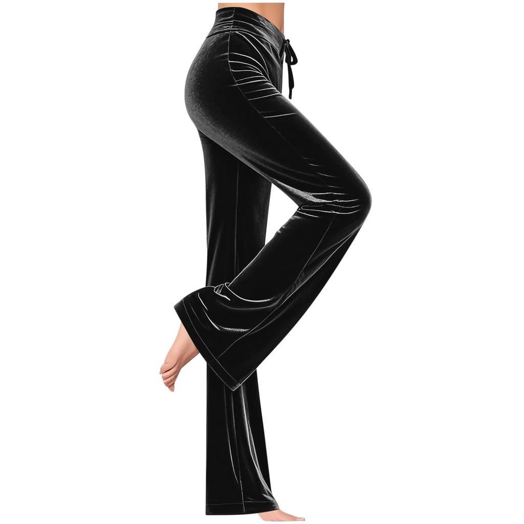 Women's Casual Solid-Color Pants High-Waisted Drawstring Trousers