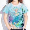 Children's Cartoon Mermaid Print Cute Multi-color T-shirts Girls Fashionable Soft Comfortable T-shirt
