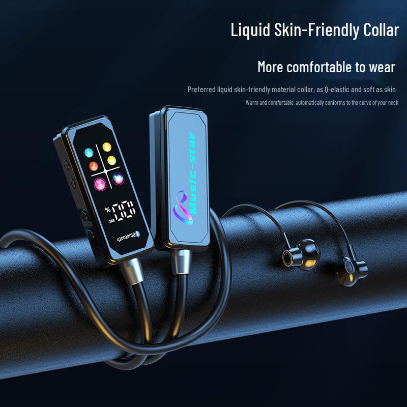 Premium Bluetooth Neck-Hanging Headset with Color Display for Streaming and Sports - Long Battery Life