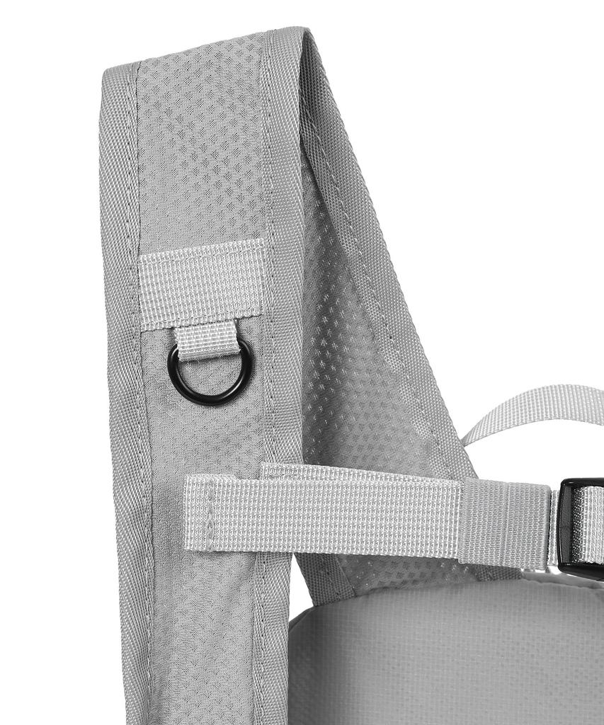 Hanahi Double Diagonal Zipper Backpack Gray
