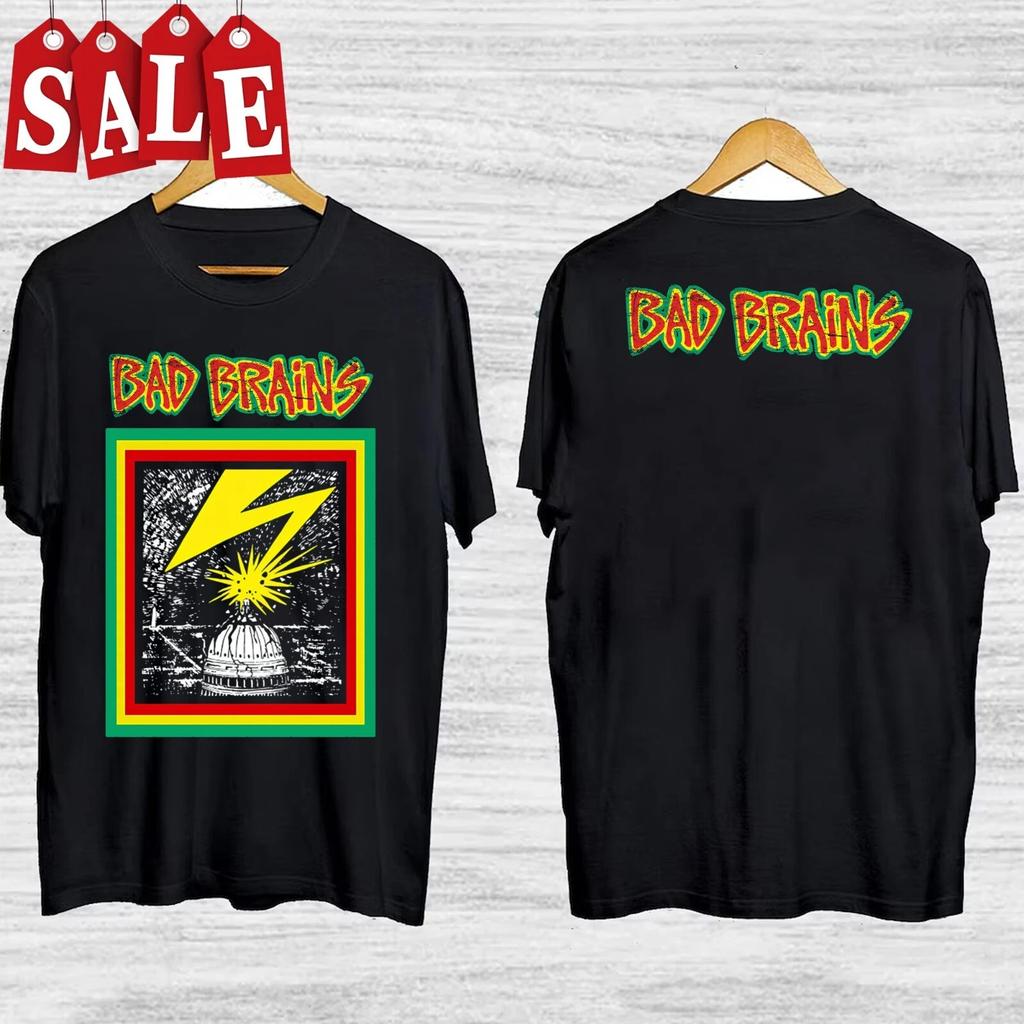 Popular Bad Brains Band Short Sleeve Tshirt  Men American Fashion Street Vintage Short Sleeve Women Hip Hop Rocker Top