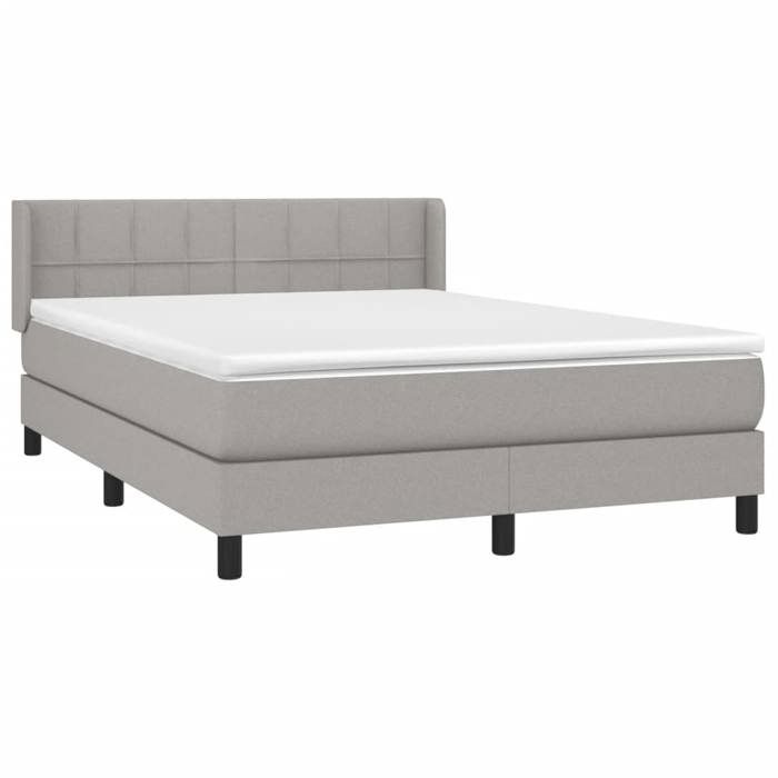 3129713 vidaXL Divan Bed with Mattress Light Grey 140x200cm Fabric