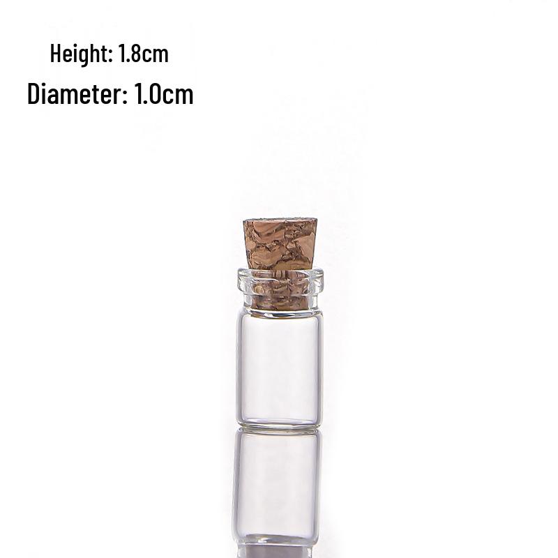 10mm Glass Tube Bottle with Mini Wood Cork, Handmade for DIY or Message Storage.