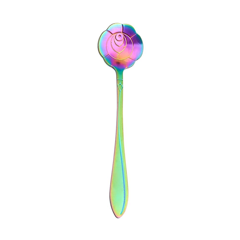 Gold Plated Christmas Flower Mixing Spoon - Japanese Stainless Steel Coffee Stirrer with Custom Logo Option.