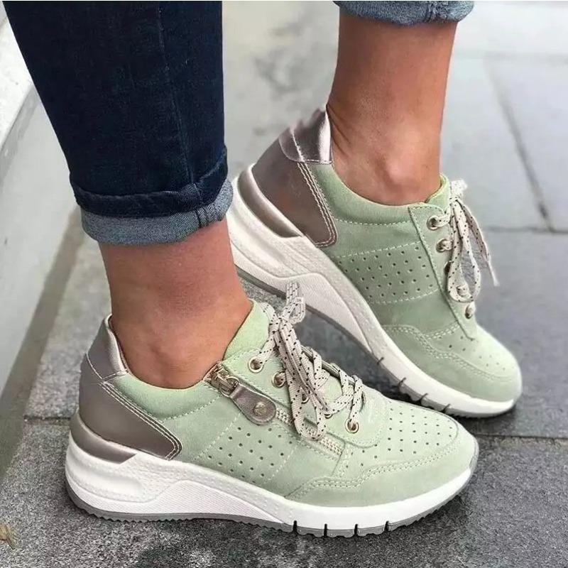 Autumn new women's shoes wish casual sports shoes lace-up hollow thick-soled large-size breathable mesh single shoes