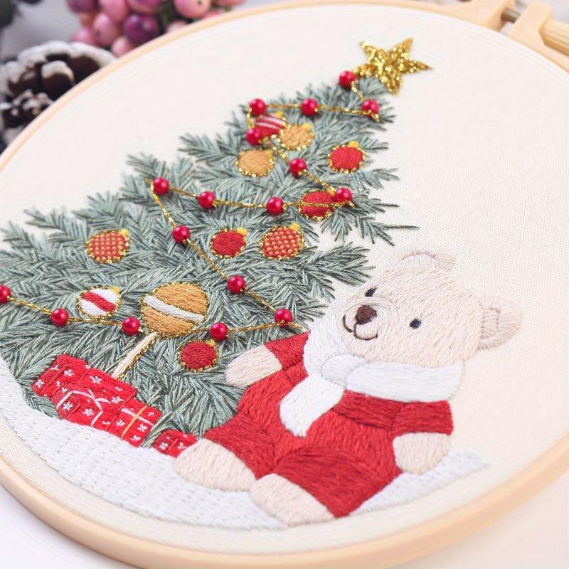 1Pc Christmas-themed Embroidery DIY Kit, Including Embroidery Frame But Excluding Tools.
