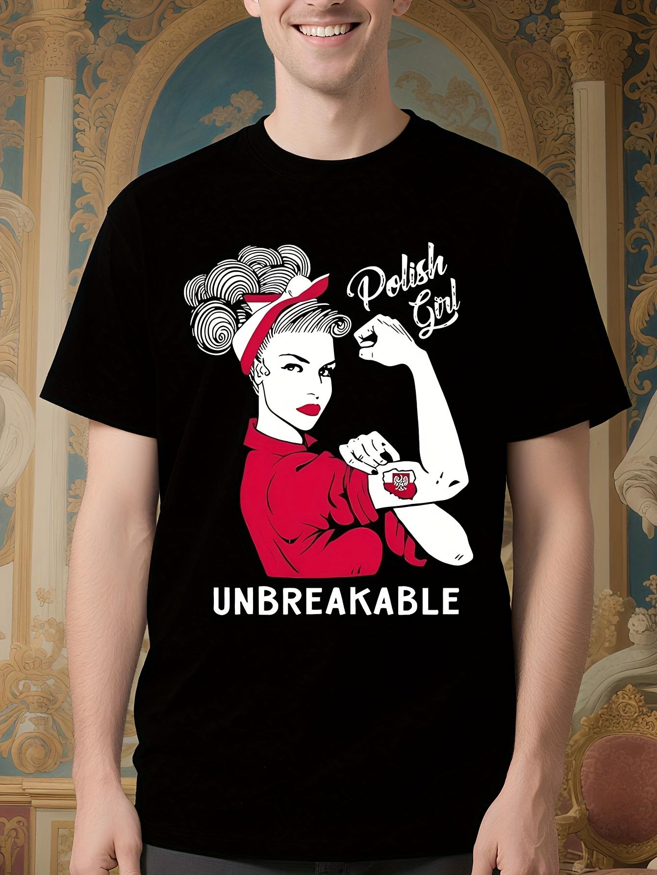 Funny Polish Flag Graphic Tshirt - Unbreakable Polish Gir... XL