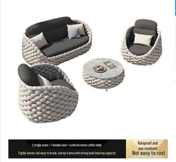 Rattan Weave Outdoor Sofa Set for Garden Terrace and Sunroom