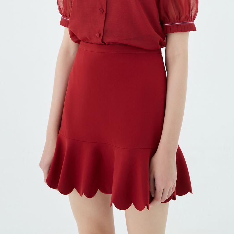 

Obeg A- line Wavy Edge Red Skirt Crimson 160/S/36