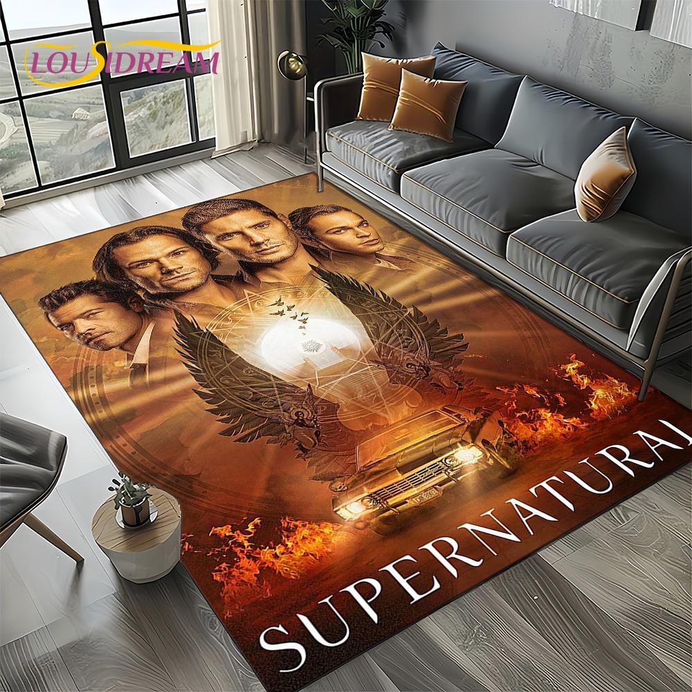 3D SPN Supernatural Sign Dean Sam Carpet Rug for Living Room Bedroom Home Sofa Decoration,Kids Play Area Rug Non-slip Floor Mat