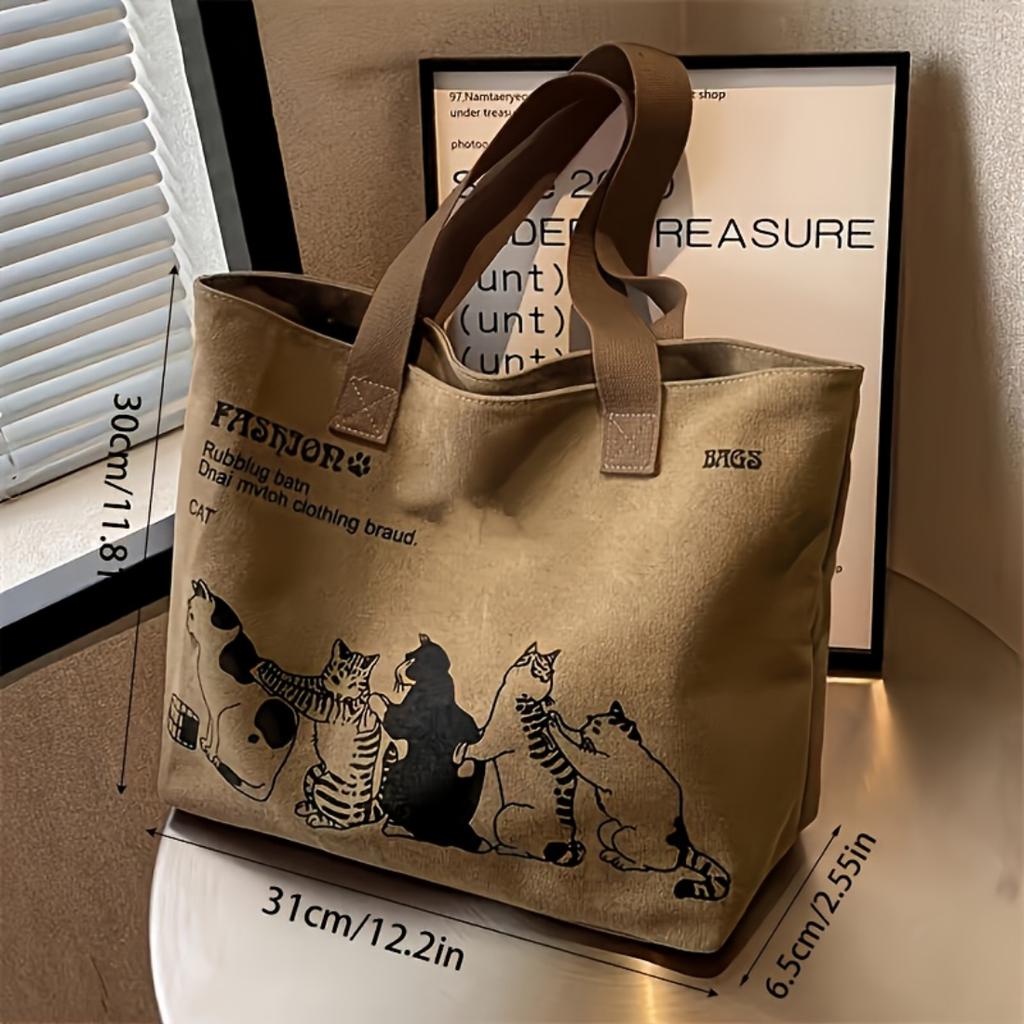 Women Classic Canvas Hand Shoulder Bag, Spacious Durable Tote With Zipper Closure, Fashion Design Ideal For Work, School And Daily Casual Use