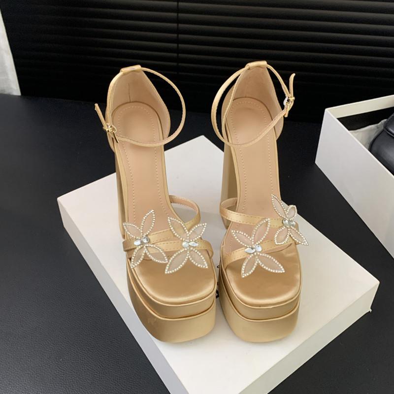 

Fashion Runway style 15cm Ultra High heels Platform Wedges Party Prom Shoes Summer Satin Rhinestones Bowknow Women Gladiator Sandals 35 золотой