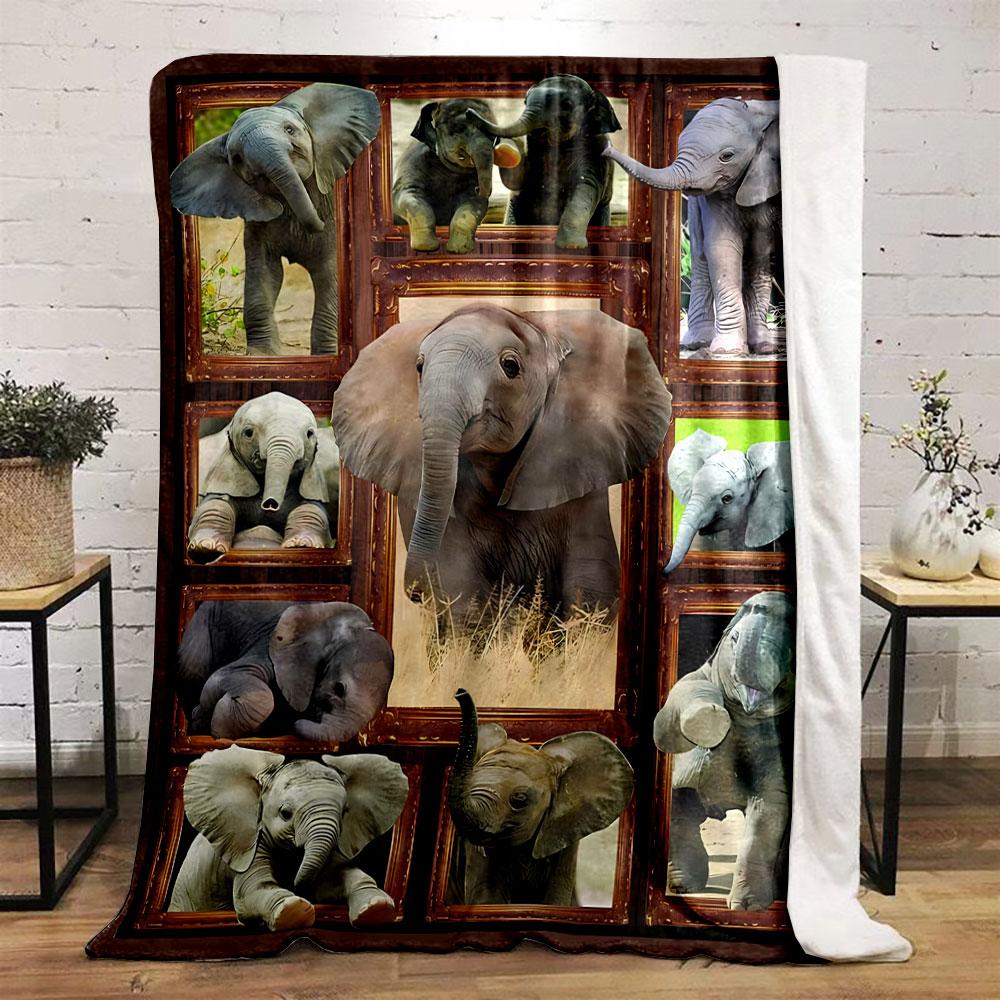 Adorable Baby Elephants Pattern Blanket Bedroom Blanket for Livingroom Couch Lunch Break Soft Throw for Friend's Festival Gift