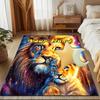 1PC Custom Name Lion Family Fantasy Art Theme Floor Mat Ideal for Living Room, Game Rooms, Office, Bedroom, Floor Mat Playful Design