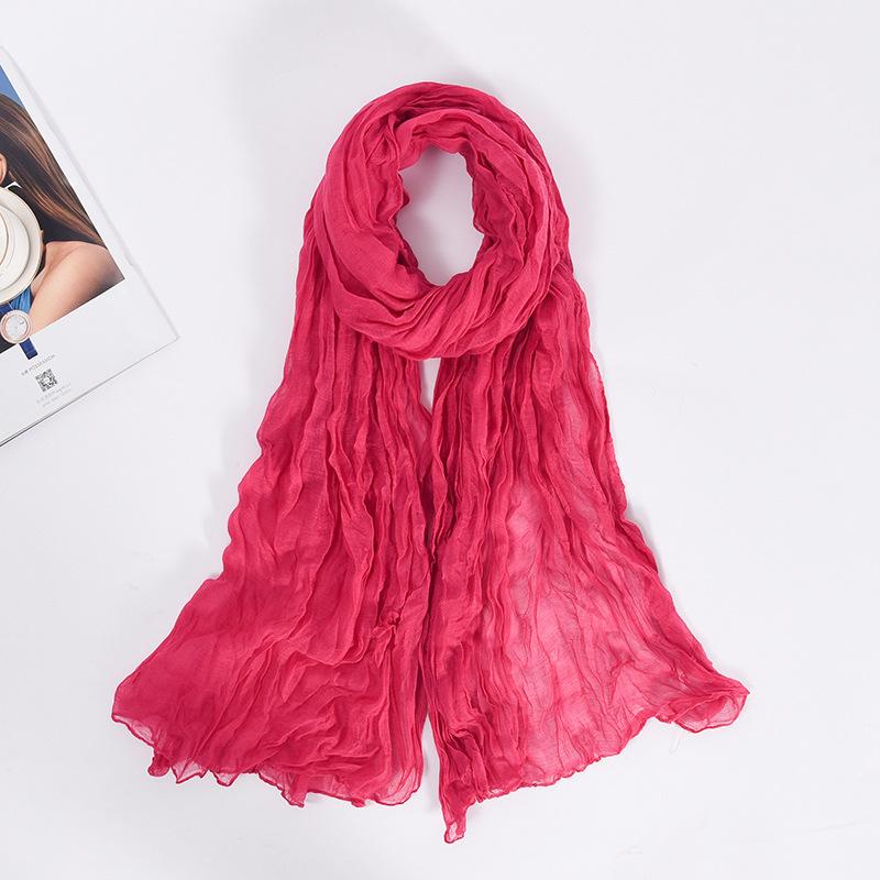 90x180cm Candy Color Wrinkle Women Scarf Vintage Fashion Retro Long Scarf Female