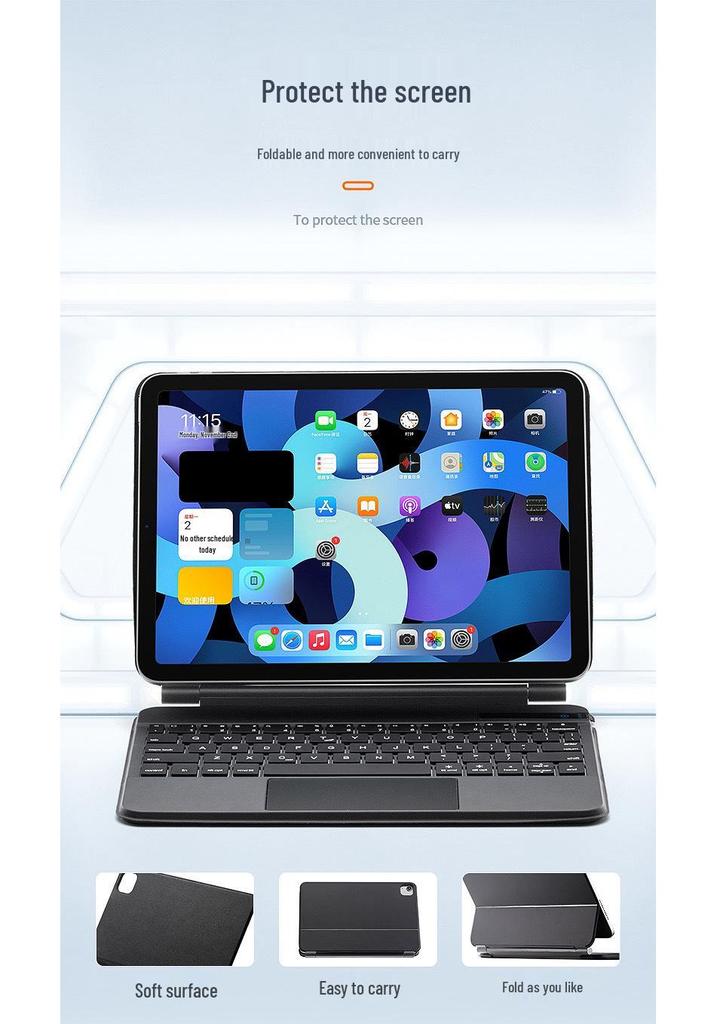 Magnetic Suspension Magic Keyboard for iPad Air 11th Gen & Pro 13 - Backlit with Sleep Air 5 Protective Case