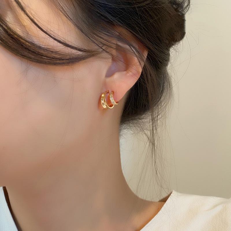 925 Sterling Silver Jewelry Luxury Crystal Half Circle Hoop Earrings for Women Wedding Party Jewelry For Girls Friend Gift