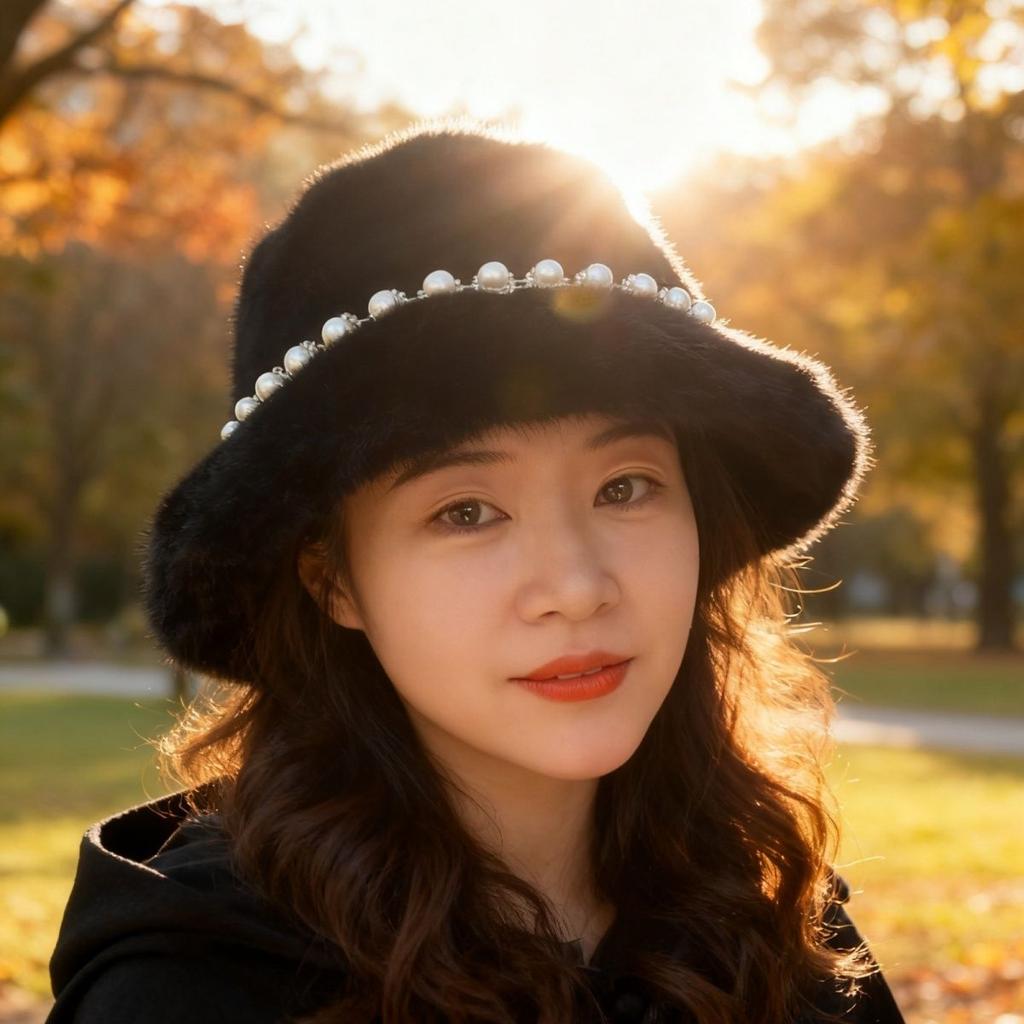Elegant Rabbit Fur Fisherman's Hat Autumn Winter Bow-Adorned Sweet and Cute Fluffy and Warm Winter Hat