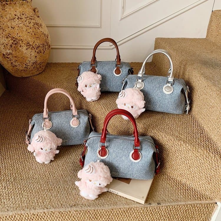 Denim Mini Boston Bag Women's Shoulder Crossbody Bag