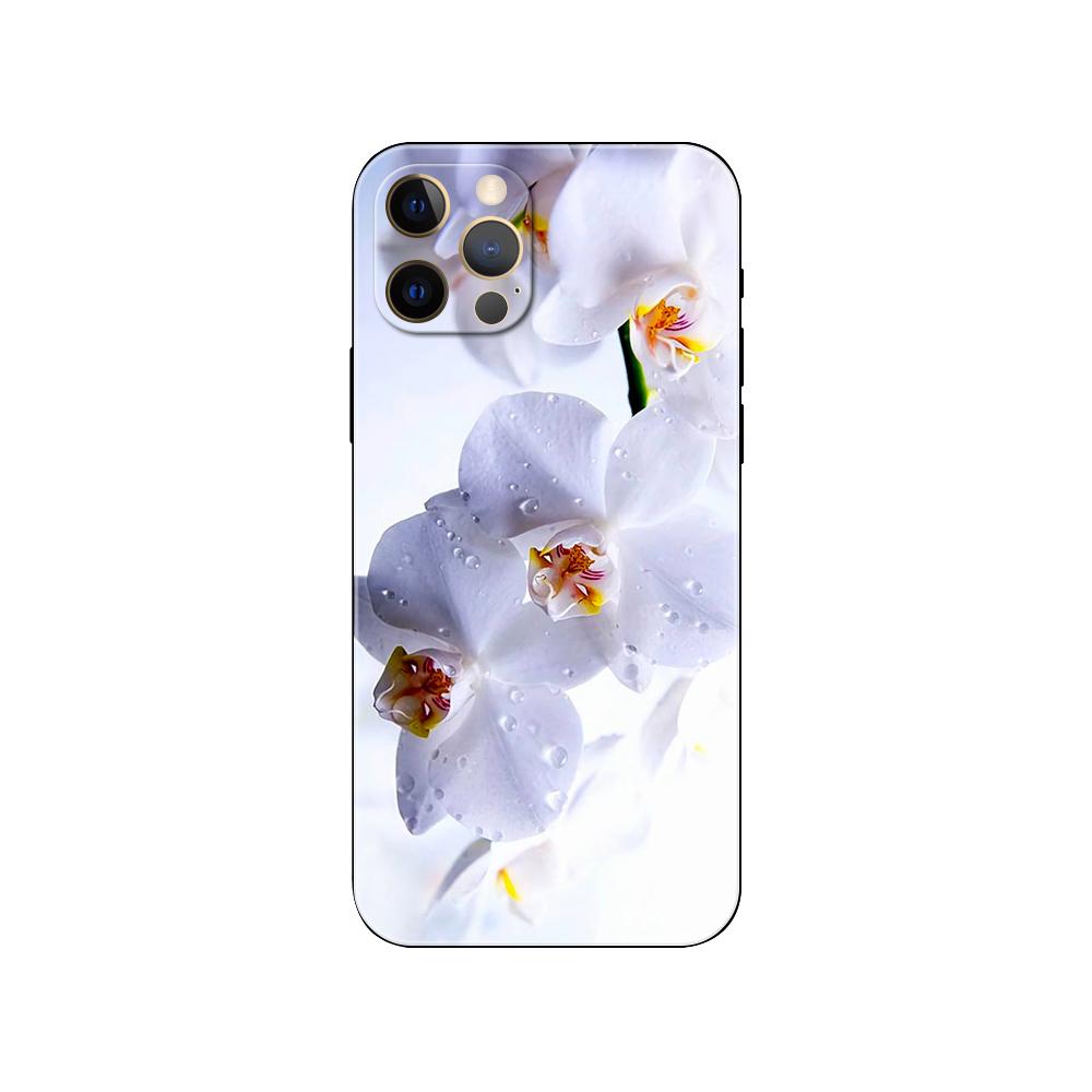 Orchid Flowers Colorful Phone Case for Iphone 5 5s 2020se 6 6s 7 8 Plus X 10 XR XS 11 12 13 Mini Pro MAX Black Tpu Back Cover