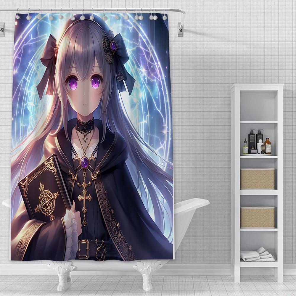 Shower Curtain Waterproof Polyester Fabric Paint Colorful Bath Curtains Genshin Impact Home Bathroom Decor Curtain With Hook