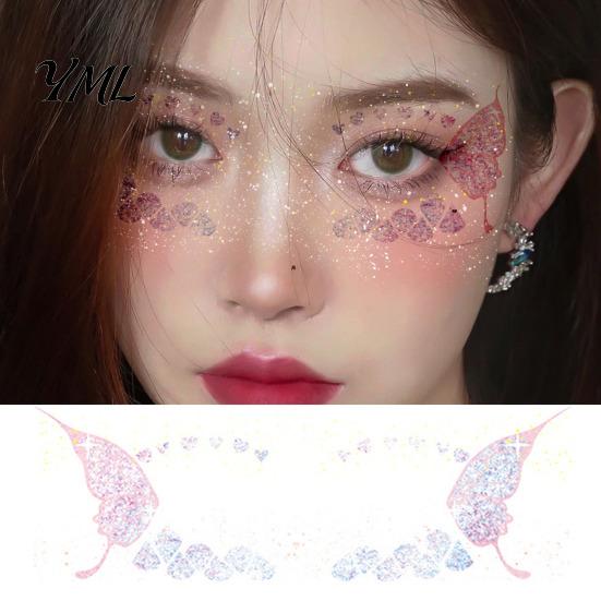 Halloween Face Decoration Glitter Butterfly Stickers, Waterproof Temporary Tattoos for Festival Party Stage Stickers Makeup, Easy Application