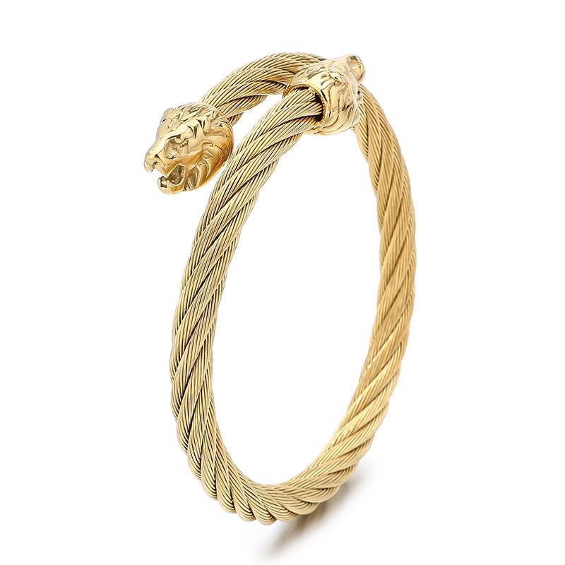 Creative Buweiya Wolf Head Open Bracelet Personalized Men 'S Titanium Steel Bracelet Jewelry 