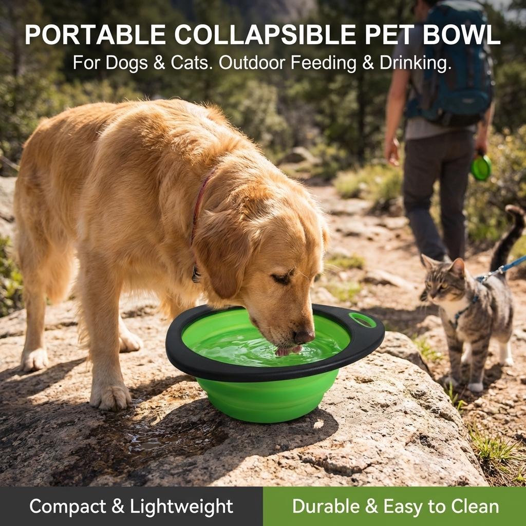 Food Grade Collapsible Pet Bowl Foldable Portable Water and Food Dish with Anti Slip Base for Travel Camping Dogs Cats
