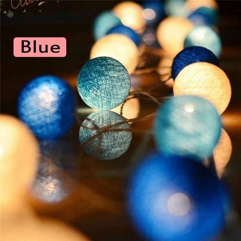 20 LED Cotton Ball String Lights Battery Operated Colorful Garland Fairy Lights for Home Wedding Christmas Party Outdoor Decors