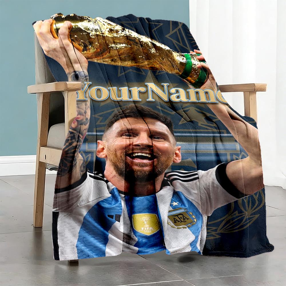 Messi 365 Personalized Name Blanket Lightweight Personalized Blanket Durable Comfort for Nap Office Chair Seaside Office All-Season Use
