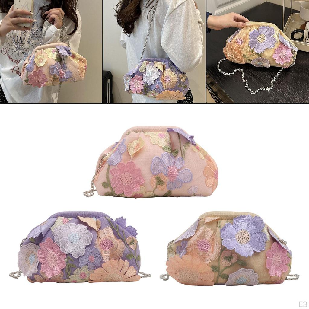 Women's Floral Clutch Elegant Lightweight Crossbody Purse for Engagement Banquet
