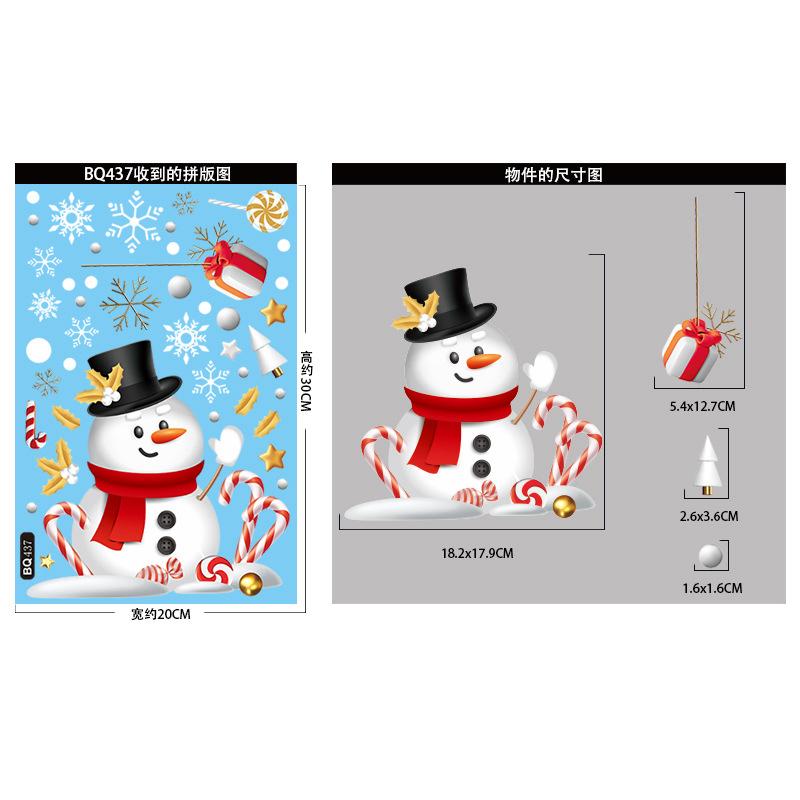 2025 Christmas Window Stickers Santa Claus Snowman Glass Sticker Christmas Home Room Decoration Static Stickers Happy New Year