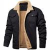 Winter Men's Casual Jacket, Casual Warm Fleece Solid Color Coat, Men's Flap Pilot Jacket, Outdoor Windbreaker Coat