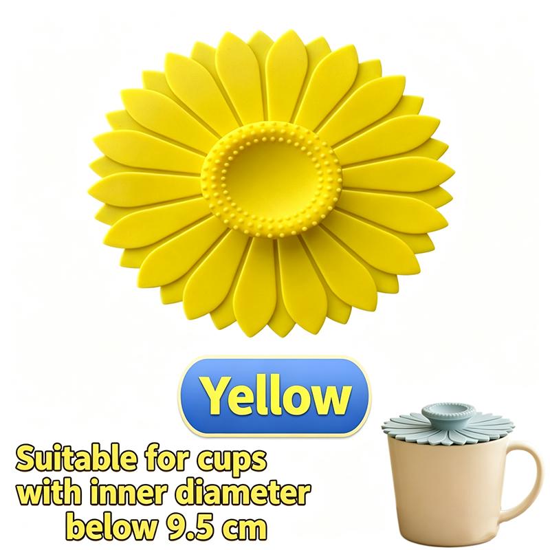 Sonnenblumen Silikon Becherabdeckungen Tassen Deckel Mehrfarbig Universal Staubdicht Wiederverwendbar Hitzebeständig Tassen Deckel für Zuhause Büro Kaffee Tee Milch Getränke Tassen