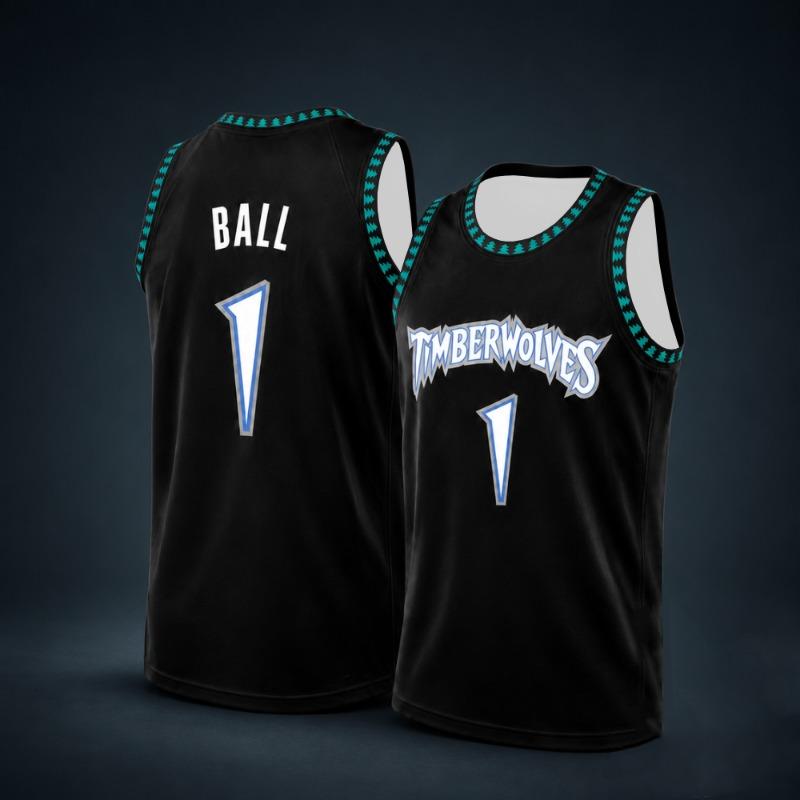 Wolves Ball #1 Basketball Jersey Black Sleeveless # 1 Print Y2K Streetwear Fan Athletic Sports Tank Top Family Clothing Y2K New