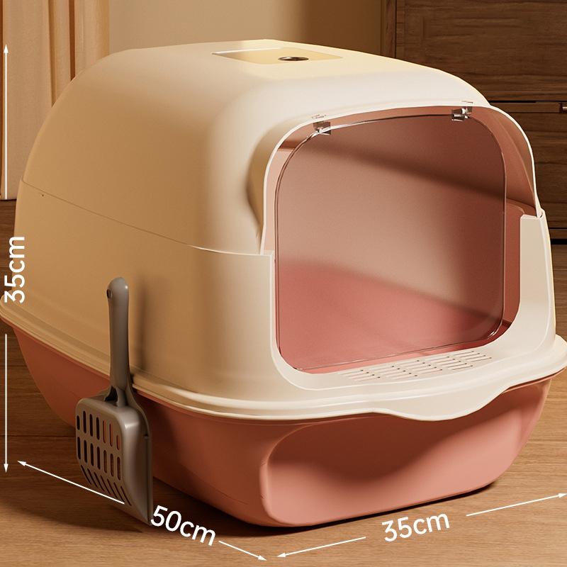 

Large Pp Cat Litter Box Fully Enclosed Odor Control Cat Toilet Easy-To-Clean Litter Pan Anti-Tracking Pet Supplies