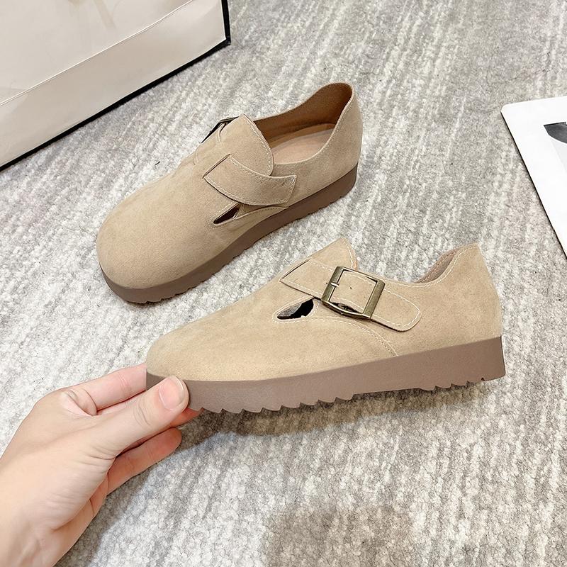 Fashion 2025 Spring and Autumn Casual Fashion Cork Loafers Fur Slip-on Buckle Mules Flat Comfortable Sneakers Zapatillas De Mujer