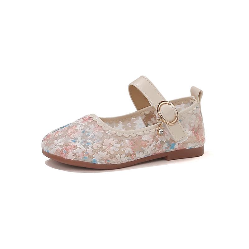 

Girls Mesh Shoes Sweet Flowers Kids Princess Flats Breathable Soft Bottom Brand New Children Casual Sandals 25 пурпуровий рожевий
