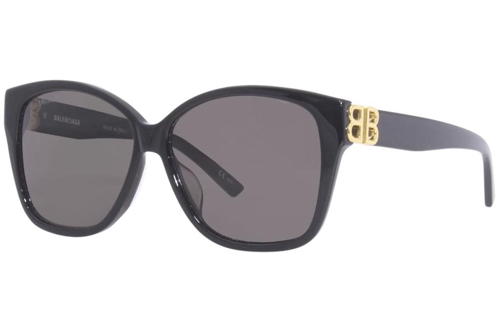 Balenciaga Asian BB0135SA Gray Women's Sunglasses, Fit, 001, Black/Gold,