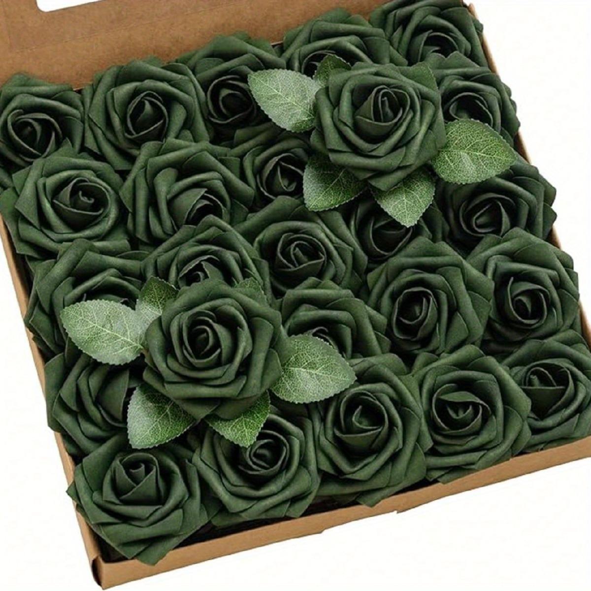 

25PCS Wedding Bouquet Artificial Flowers Green Flowers with Stems Green Roses for DIY Centerpiece Corsage Flower Arrangement Bridal Shower Decorations зелёный