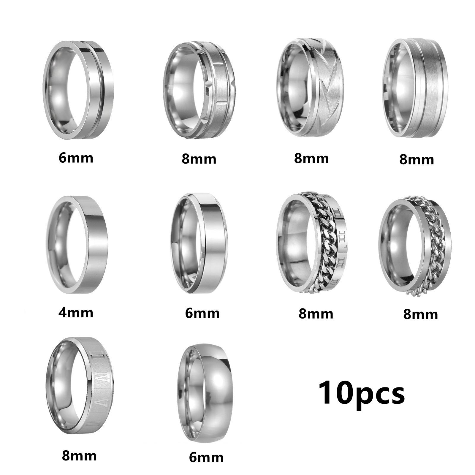 

Seiko 8MM Men s Striped Stainless Steel Ring - European & American Fashion, Couple s Simple Design Size 8