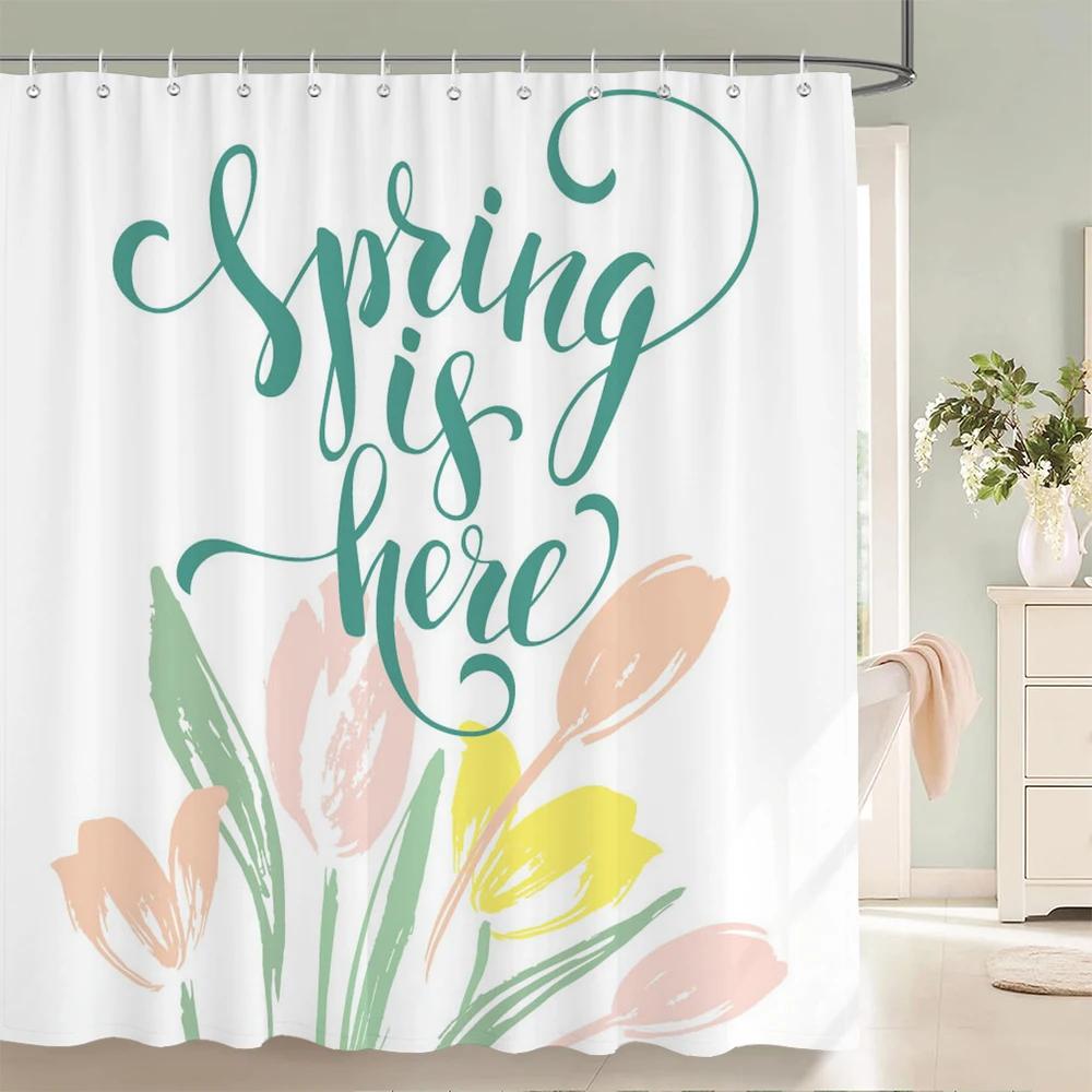 Plant Flowers Leaves Series Shower Curtains Bathroom Curtain Frabic Waterproof Polyester Multiple Sizes Bath Bathroom Curtains
